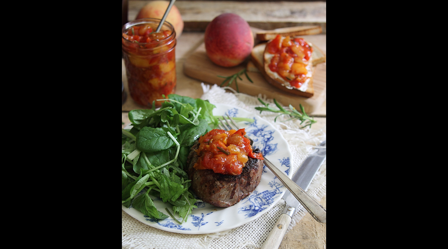 Spicy Rosemary Tomato Peach Chutney