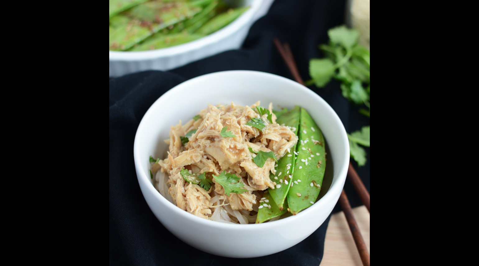 Crock-Pot Asian Chicken with Stir Fried Sesame Pea Pods