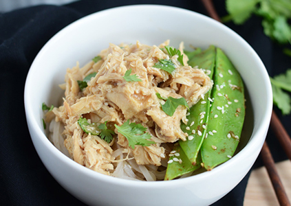 Crock-Pot Asian Chicken with Stir Fried Sesame Pea Pods